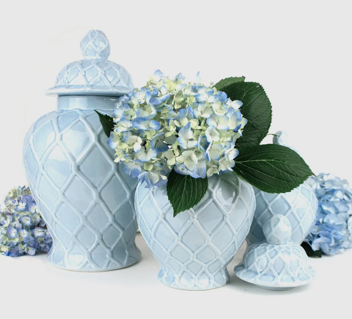 Textured Ginger Jar Light Blue
