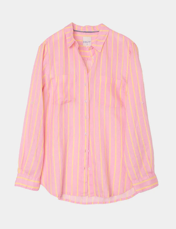 The Boyfriend Linen Shirt - Lemon Drop Stripe