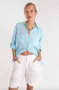 The Boyfriend Linen Shirt - Lift My Mood Blue