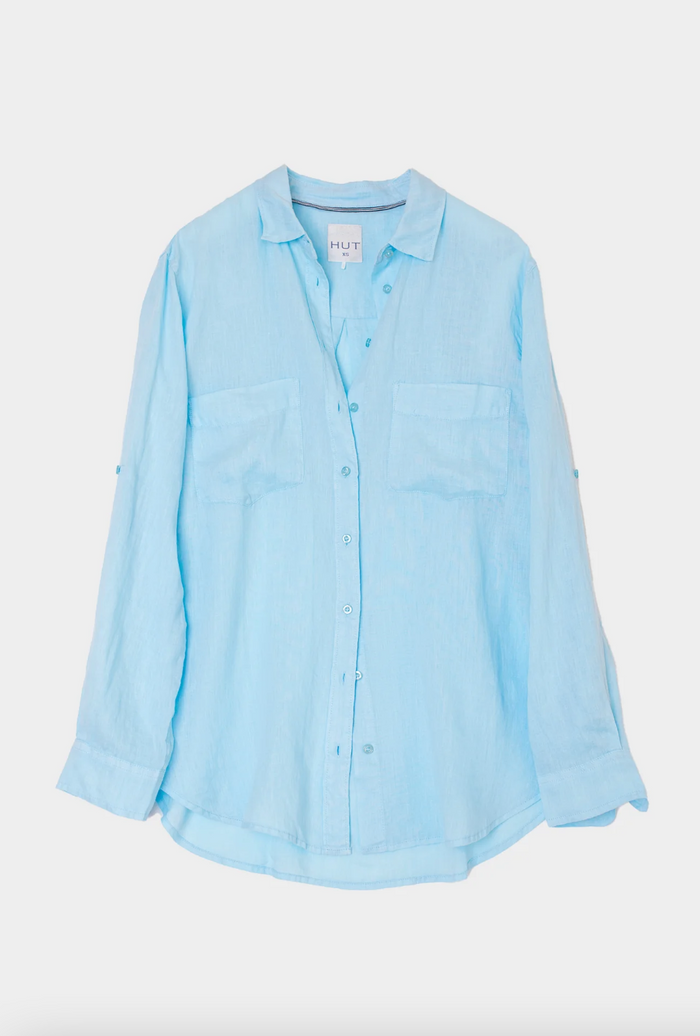 The Boyfriend Linen Shirt - Lift My Mood Blue