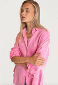 The Boyfriend Linen Shirt - Lift My Mood Pink
