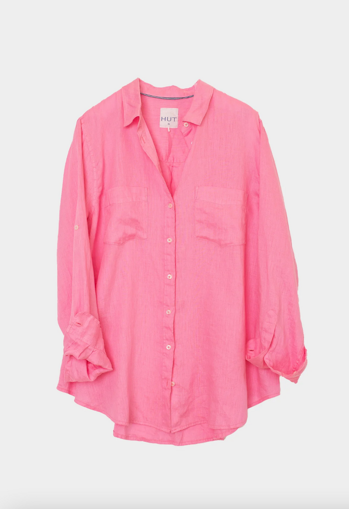 The Boyfriend Linen Shirt - Lift My Mood Pink