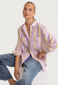 The Boyfriend Linen Shirt - Sunshine Mauve Stripe