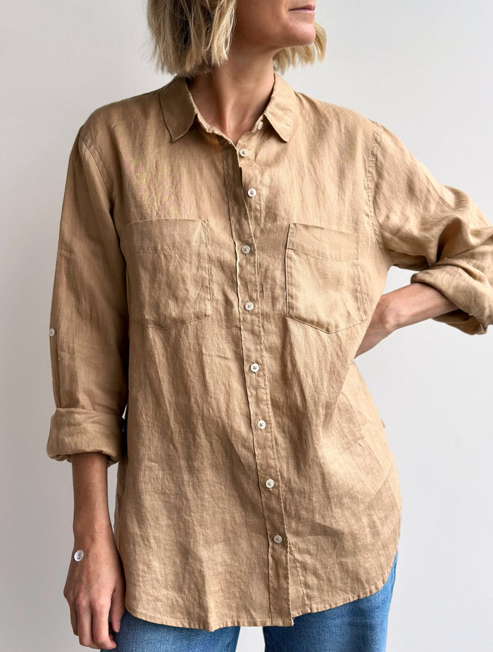 The Boyfriend Linen Shirt - Tan