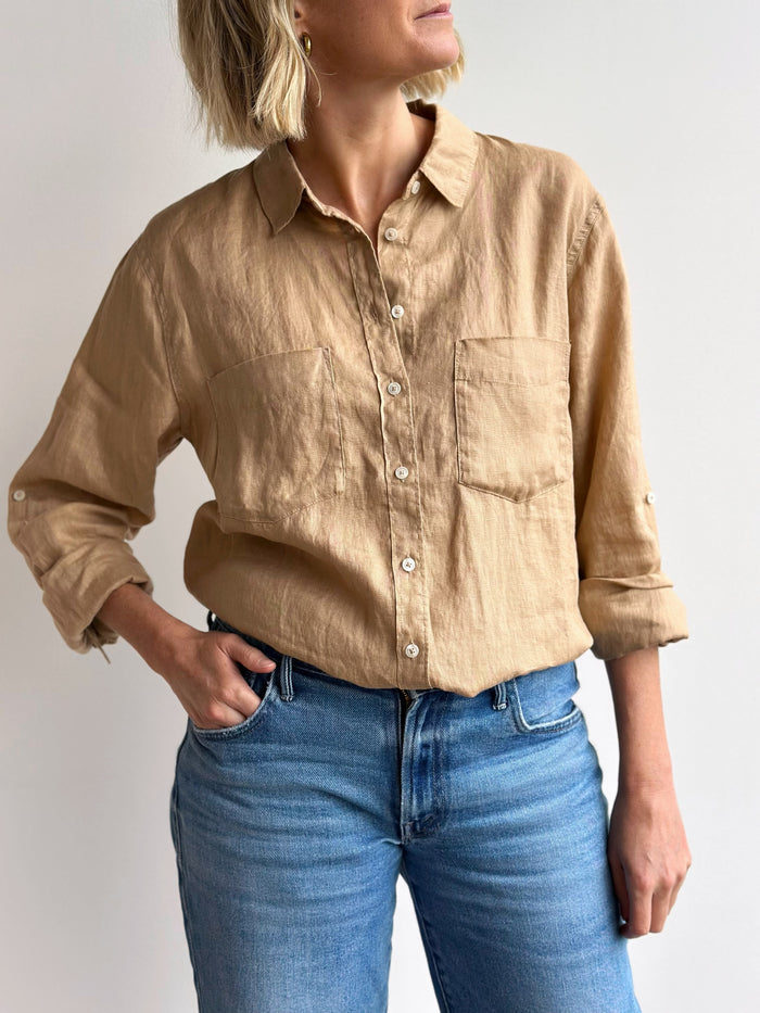 The Boyfriend Linen Shirt - Tan