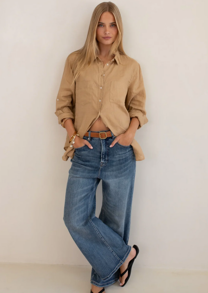 The Boyfriend Linen Shirt - Tan