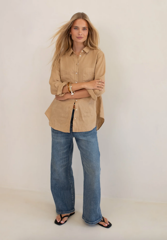 The Boyfriend Linen Shirt - Tan