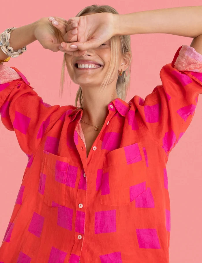 The Boyfriend Linen Shirt - Tequila Sunrise - PREORDER
