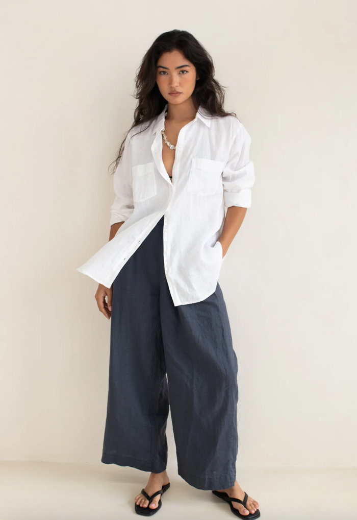 The Boyfriend Linen Shirt - White
