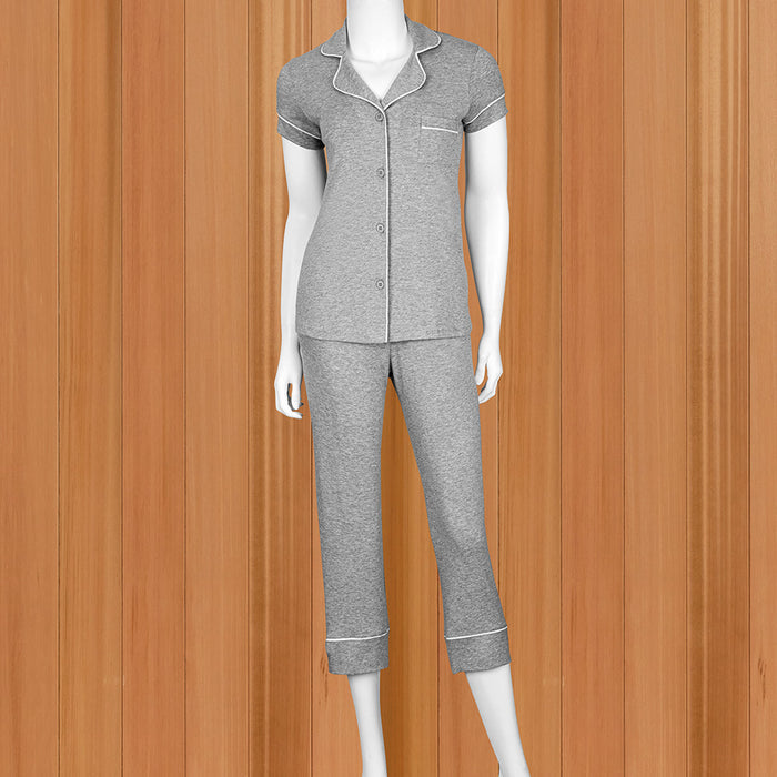 The Cat's Pajamas Women's Pima Knit Capri Set, Heather Grey