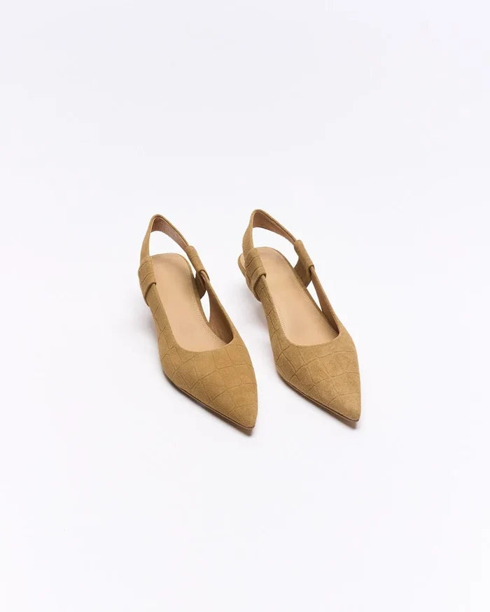 Thora Leather Heel - Tan Croc