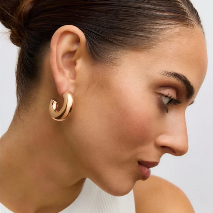 Tigga Tube Hoop Earrings - Rose Gold