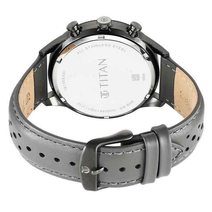 Titan Bolt Anthracite Dial Grey Leather Strap Watch 1814KL01