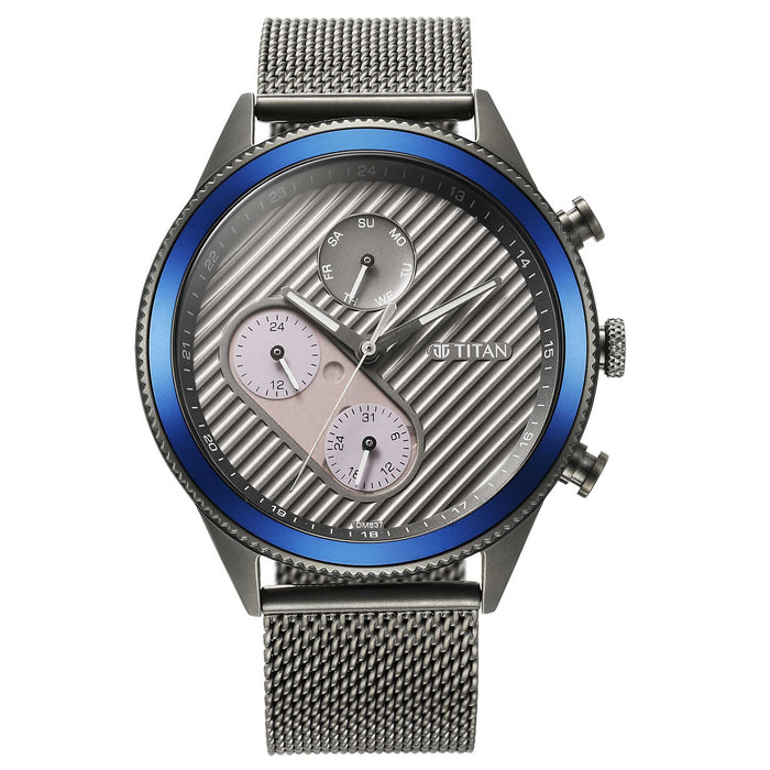 Titan Bolt Anthracite Dial Stainless Steel Mesh Strap Watch 1814KM01