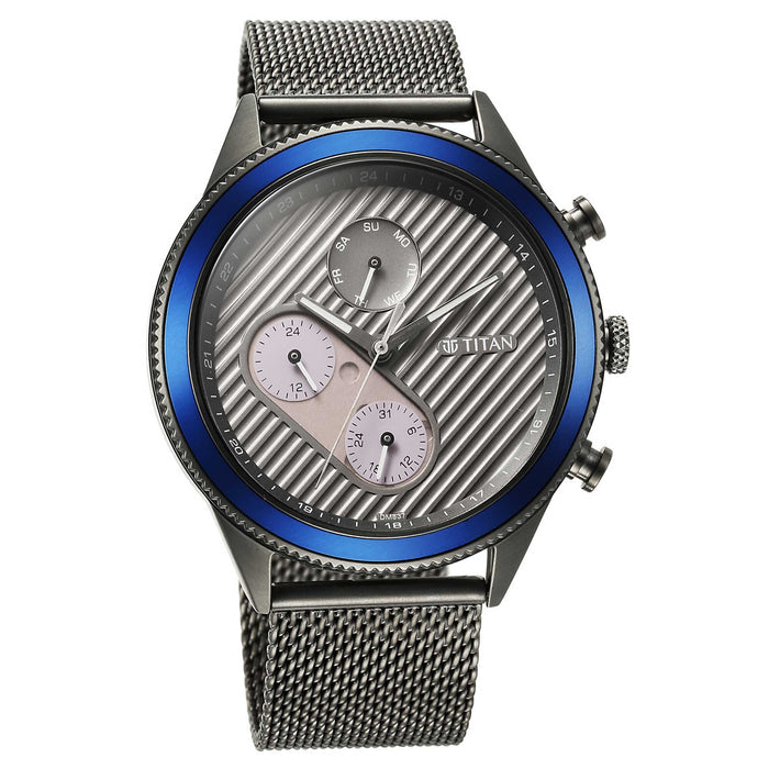 Titan Bolt Anthracite Dial Stainless Steel Mesh Strap Watch 1814KM01