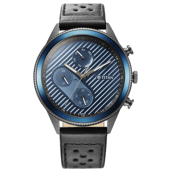 Titan Bolt Green Dial Black Leather Strap Watch 1814KL02