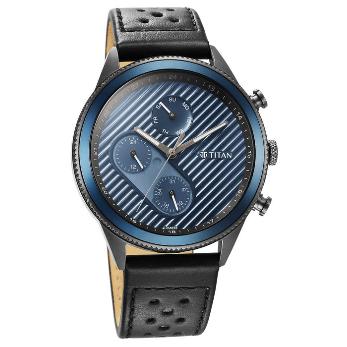 Titan Bolt Green Dial Black Leather Strap Watch 1814KL02