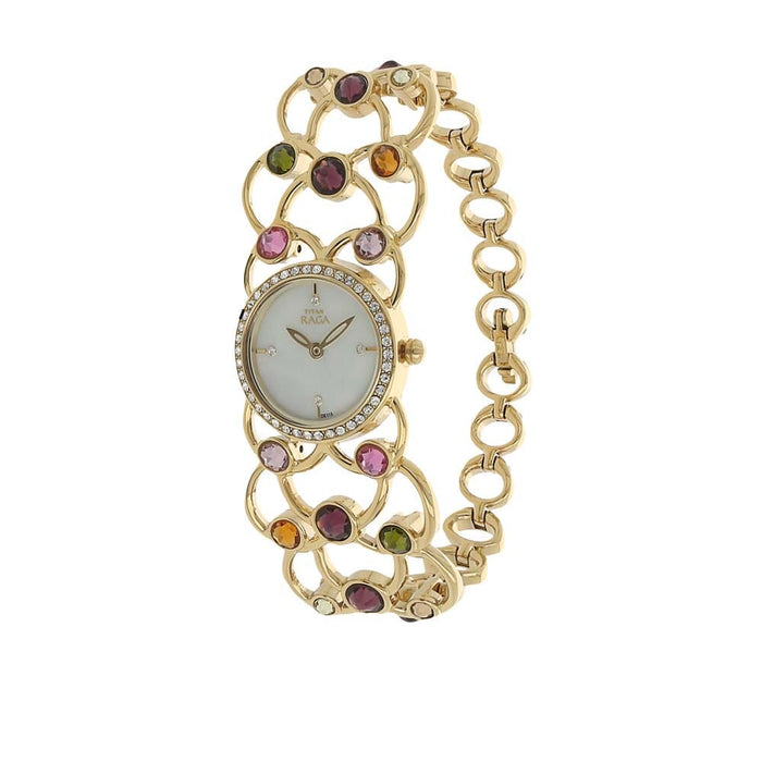 Titan Mother of Pearl Dial Stainless Steel Strap Watch 95006YM01