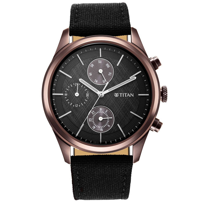 Titan Neo Splash Black Dial Fabric Strap Watch 1805QP01