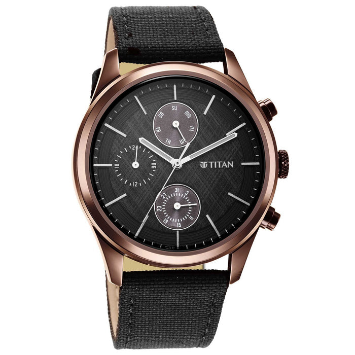 Titan Neo Splash Black Dial Fabric Strap Watch 1805QP01