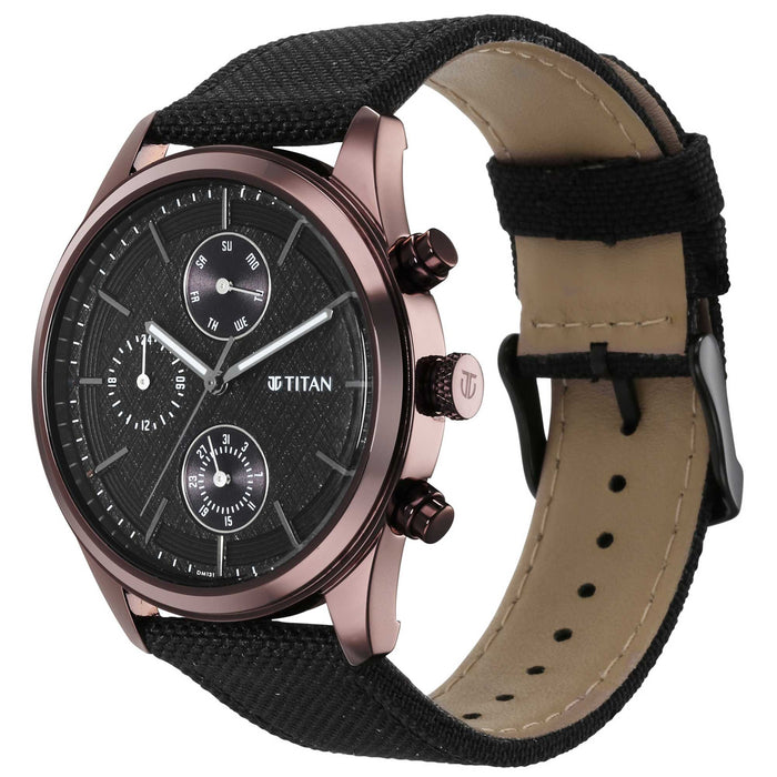 Titan Neo Splash Black Dial Fabric Strap Watch 1805QP01