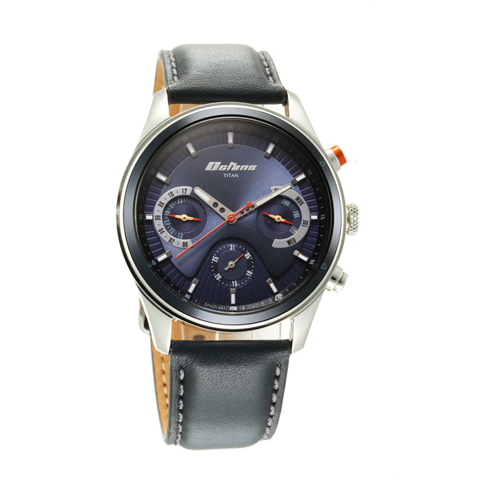 Titan Octane Quartz Multifunction Blue Dial With Blue Leather Strap Watch For Men 1805KL01