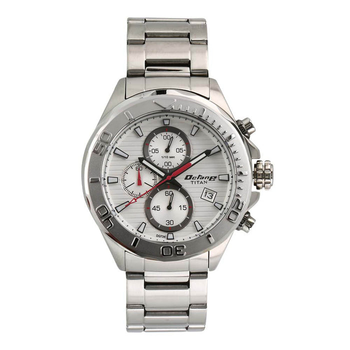Titan Octane Silver Dial Chronograph Watch For Men 90100WL02