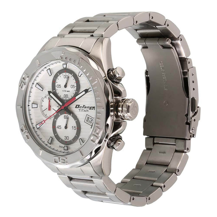 Titan Octane Silver Dial Chronograph Watch For Men 90100WL02