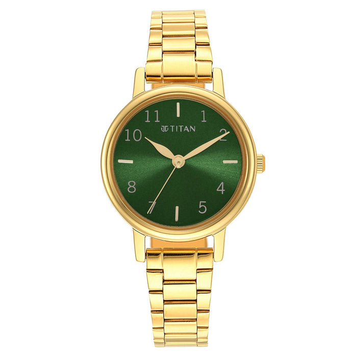 Titan Womens 34.60 x 7.10 x 27.60 mm Karishma Green Dial Stainless Steel Analog Watch - 2678YM01 (Not assigned,Not Assigned), Green