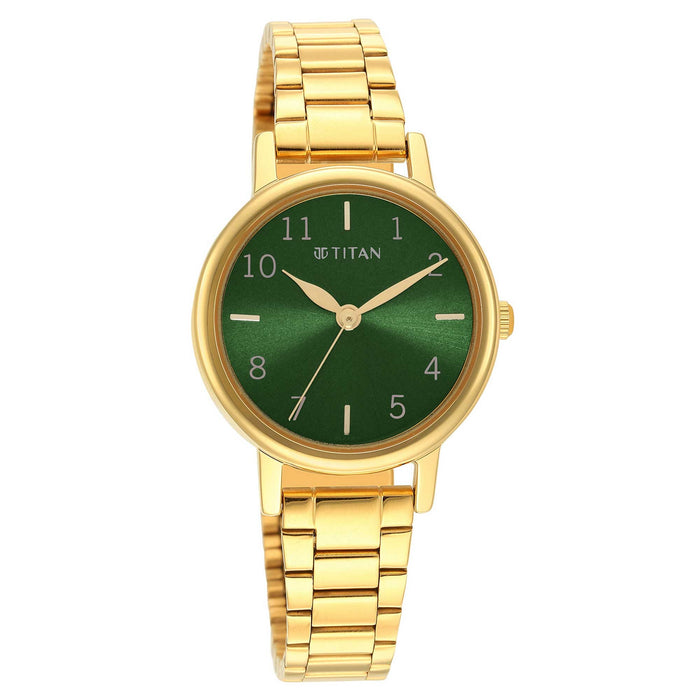 Titan Womens 34.60 x 7.10 x 27.60 mm Karishma Green Dial Stainless Steel Analog Watch - 2678YM01 (Not assigned,Not Assigned), Green