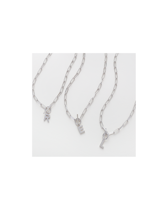 Toggle Initial Necklace, Silver