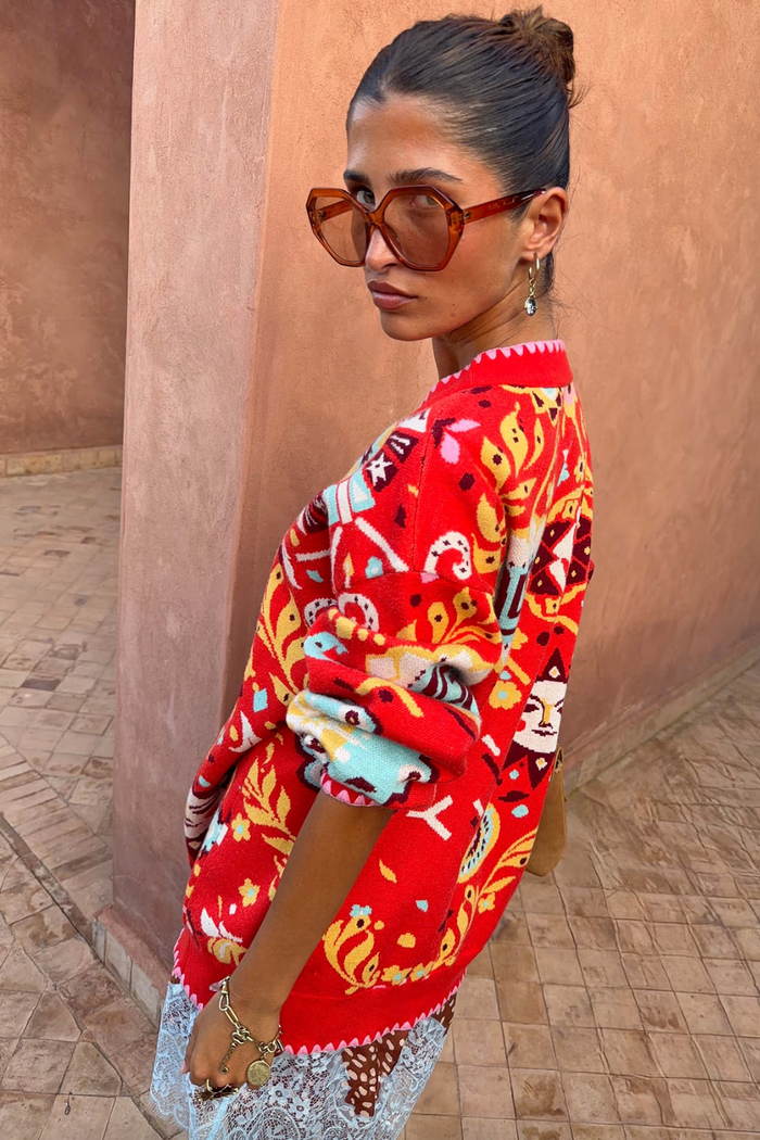 Tomato Tapestry Martha Cardigan