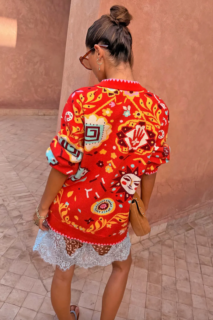 Tomato Tapestry Martha Cardigan