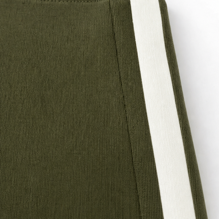 Trimora – Contrast-Trim Knit Jacket And Flared Pants Set