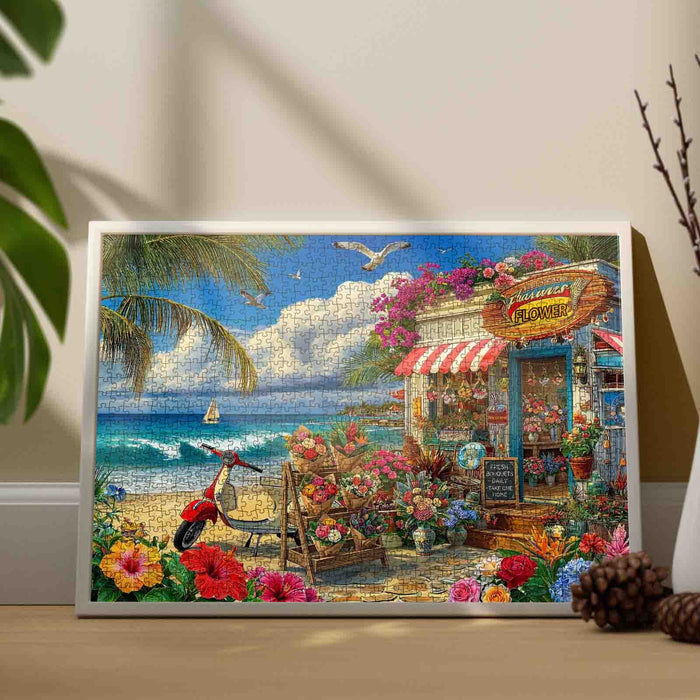 Tropical Beach Flower Shop Jigsaw Puzzle