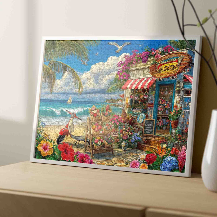 Tropical Beach Flower Shop Jigsaw Puzzle