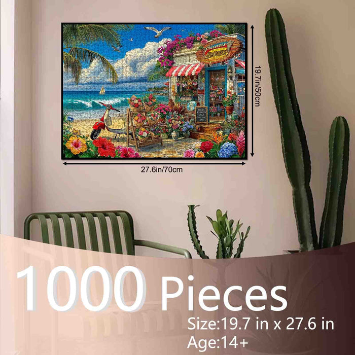Tropical Beach Flower Shop Jigsaw Puzzle