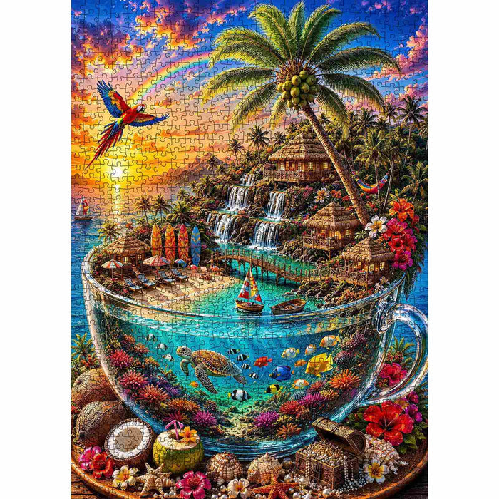Tropical Island Paradise in Glass Cup Jigsaw Puzzle