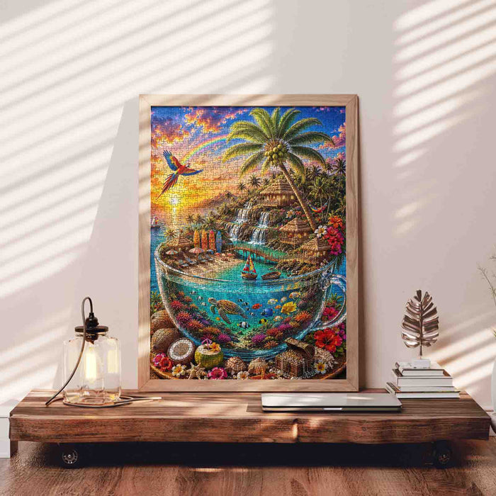 Tropical Island Paradise in Glass Cup Jigsaw Puzzle