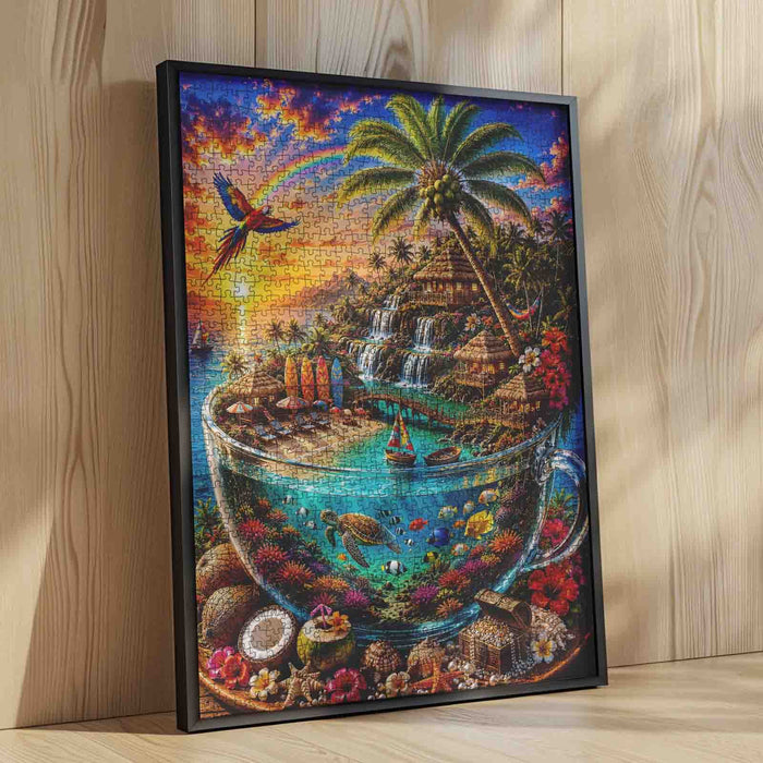 Tropical Island Paradise in Glass Cup Jigsaw Puzzle