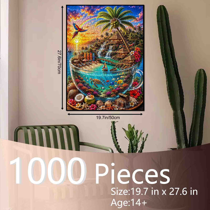 Tropical Island Paradise in Glass Cup Jigsaw Puzzle