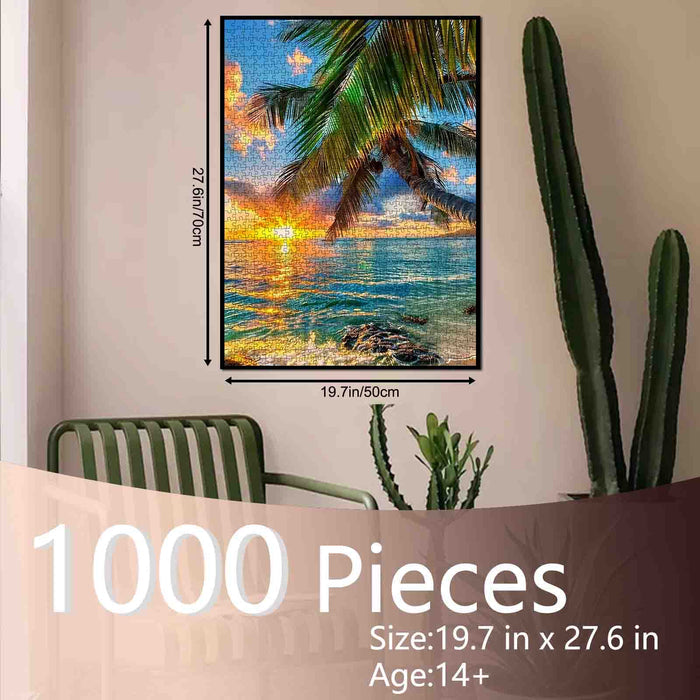 Tropical Palm Sunset Shore Jigsaw Puzzle