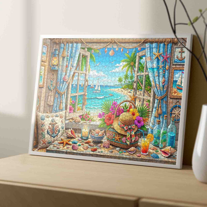 Tropical Seaside Window Escape Jigsaw Puzzle