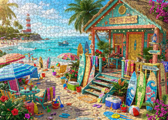 Tropical Surf Shack Beach Paradise Jigsaw Puzzle