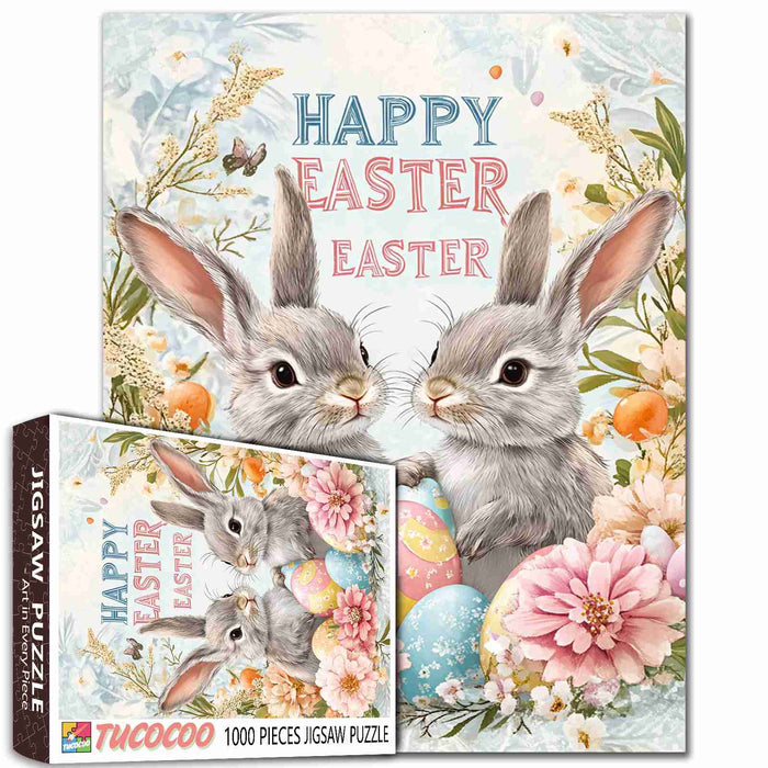 Two Bunnies with Easter Eggs Jigsaw Puzzle