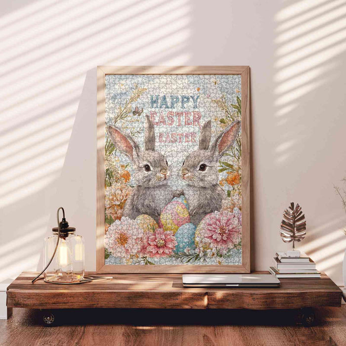 Two Bunnies with Easter Eggs Jigsaw Puzzle
