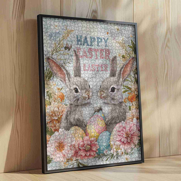Two Bunnies with Easter Eggs Jigsaw Puzzle