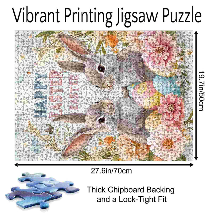Two Bunnies with Easter Eggs Jigsaw Puzzle