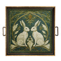 Two Rabbits Art Nouveau Style Decorative Tray: Large
