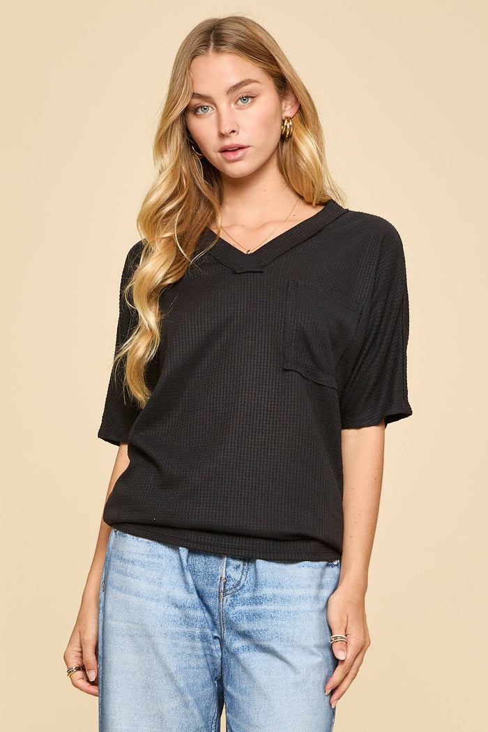 Two Tone Waffle Knit Top